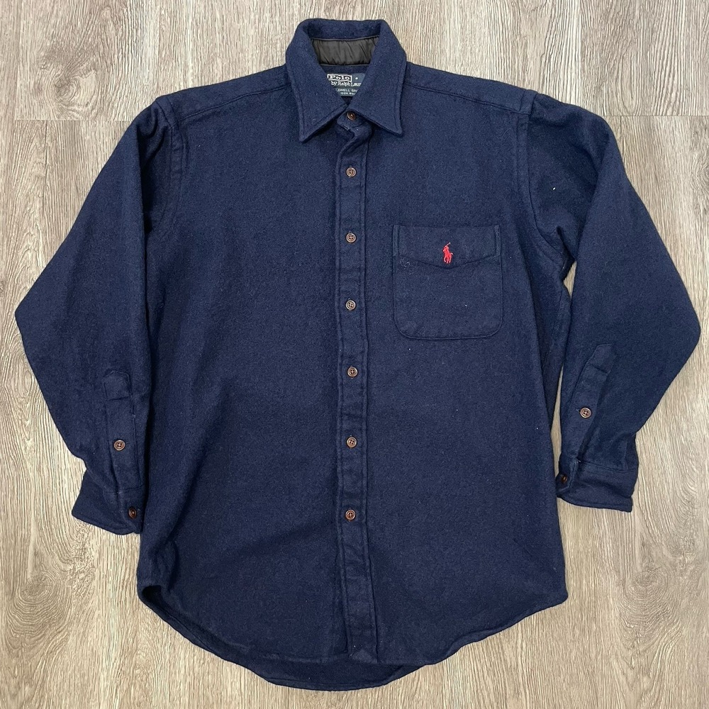 VTG Polo Ralph Lauren Shirt Men's Small Blue Lowell Sport Wool